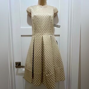 Eliza J - New with tags, gold metallic jacquard fit & flare dress.